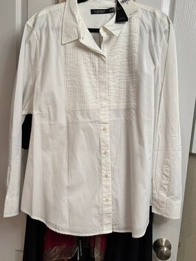 Ralph Lauren White Pintuck Front Dress Shirt